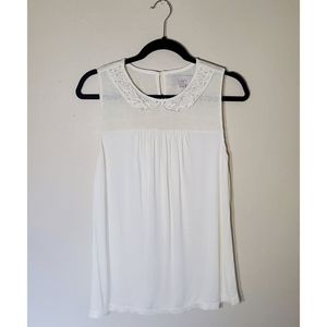 LOFT Ann Taylor Ivory Beaded Blouse